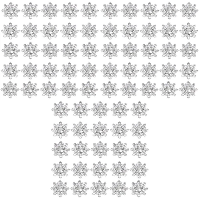 90 Pcs Rhinestone Embellishments Snowflake Drill Buckle Metal Buttons Artificial