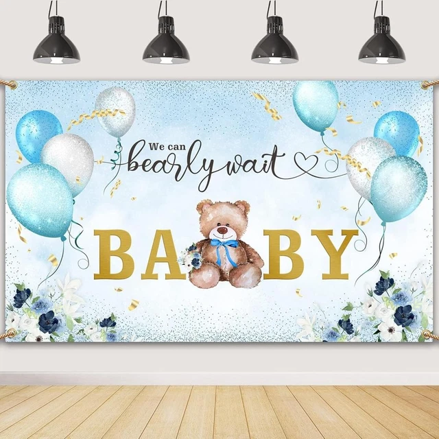 WE CAN BEARLY Wait Baby Shower Decoration for Boy, Teddy Bear Sky Blue ...