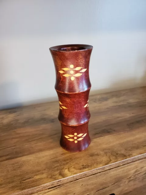 Mango Wood or Bamboo Vase Candle Holder Hand Carved