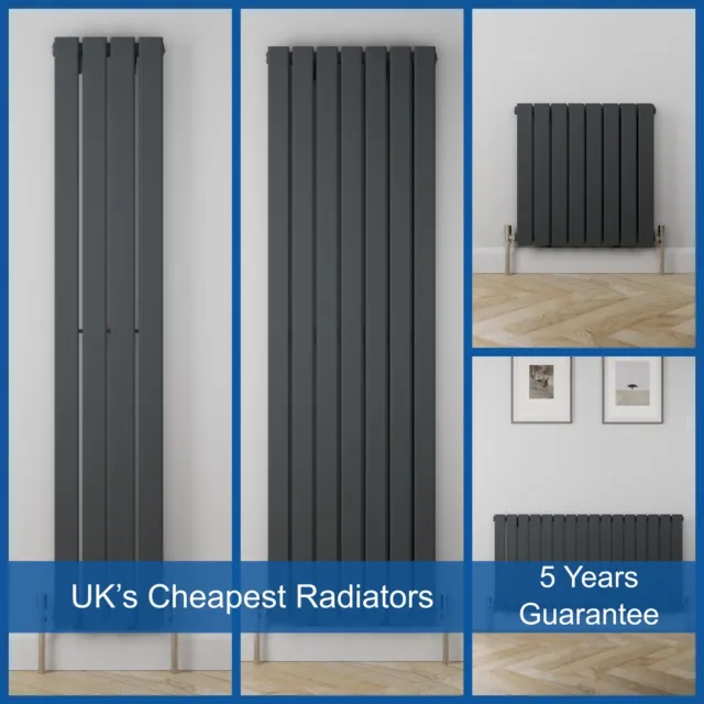 Designer Radiator Anthracite Vertical Horizontal Single Double Flat Panel Rads