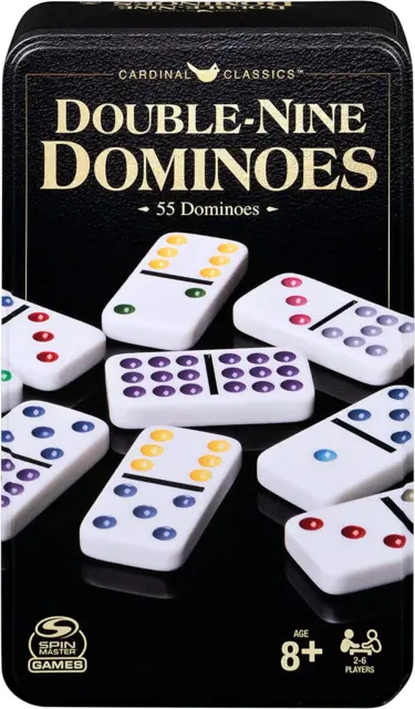 Games Cardinal Classics Double Nine Dominoes Set in Storage Tin Dominoes for Kid