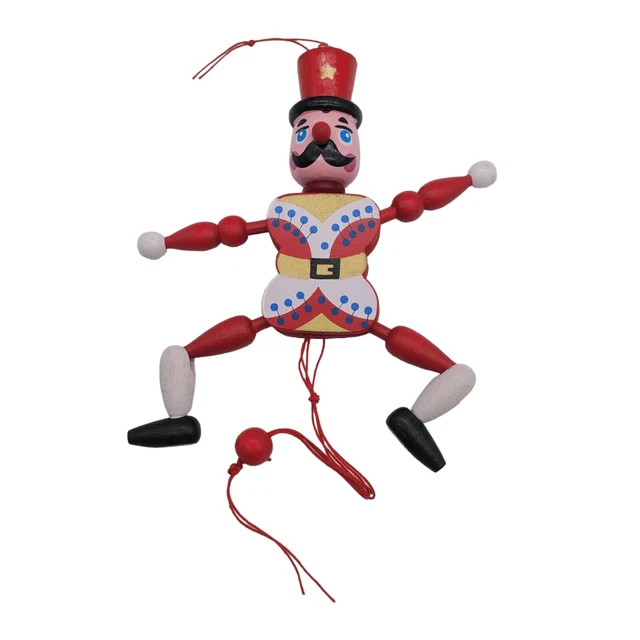 VINTAGE CHRISTMAS NUTCRACKER Pull String Jumping Jack Toy Soldier Wood