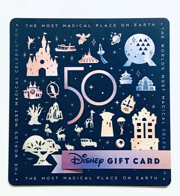 WALT DISNEY WORLD 50th ANNIVERSARY CELEBRATION 4 PARK GIFT CARD ZERO BALANCE #1