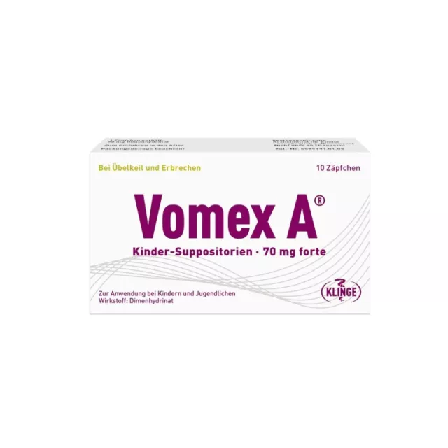 Vomex A Kinder-Suppositorien 70 mg forte, 10.0 St. Zäpfchen 1493022