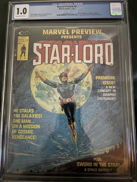 Marvel Preview #4 1st Appearance of Star-Lord.  CGC 1.0 Marvel 1976