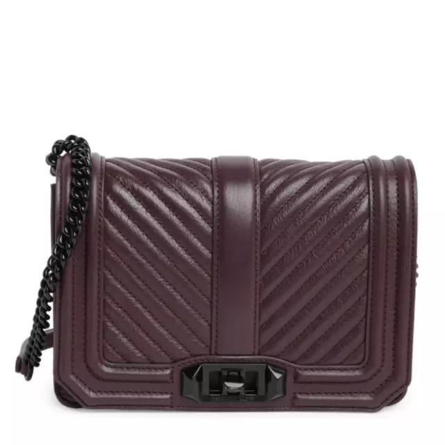 Rebecca Minkoff Small Love Leather Quilted Crossbody Bag,  Burgundy, NWT