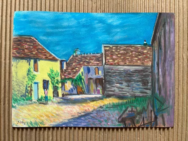 Alfred Sisley Drawing on paper (Handmade) signed and stamped mixed media