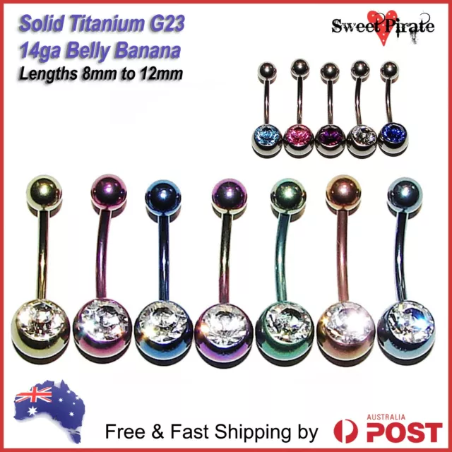 Titanium G23 Solid Banana 14ga Body Piercing Jewellery Bar Ring Belly Navel