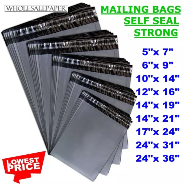 Grey Mailing Bags Strong Postal Poly Postage Self Seal All Sizes Cheap Post Bags