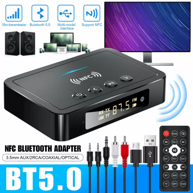 Transmitter Wireless 3.5mm Receiver Adapter AUX NFC to 2 RCA Audio for Bluetooth