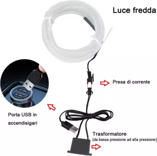 Striscia LED per Auto Al Neon, Luce Interna LED Accessori per Auto Luce Al Ne 3