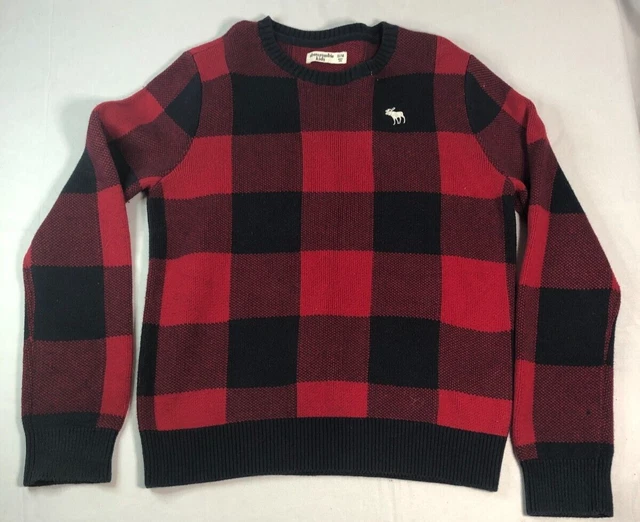 Amber Crombie Kids Checkered Navy Blue & Red Moose Emblem Shirt Size 13/14 #2137