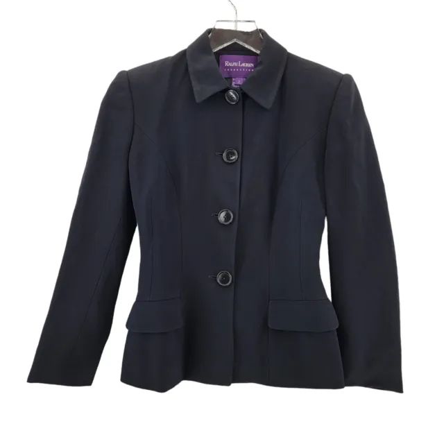 Ralph Lauren Collection Purple Label Black Fitted Blazer Womens Size 2 Classic