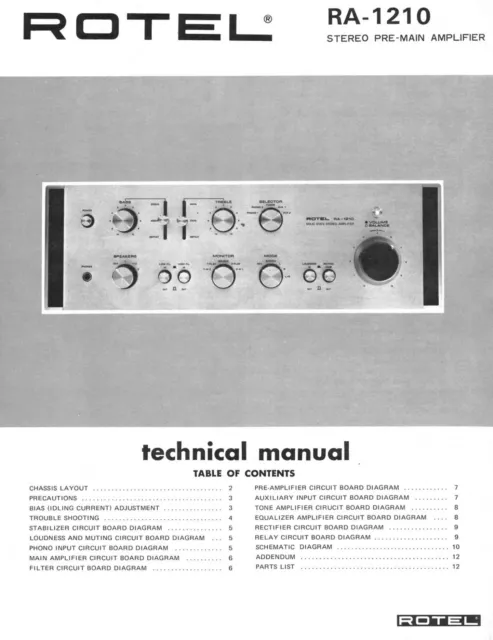 Service Manual-Anleitung für Rotel RA-1210