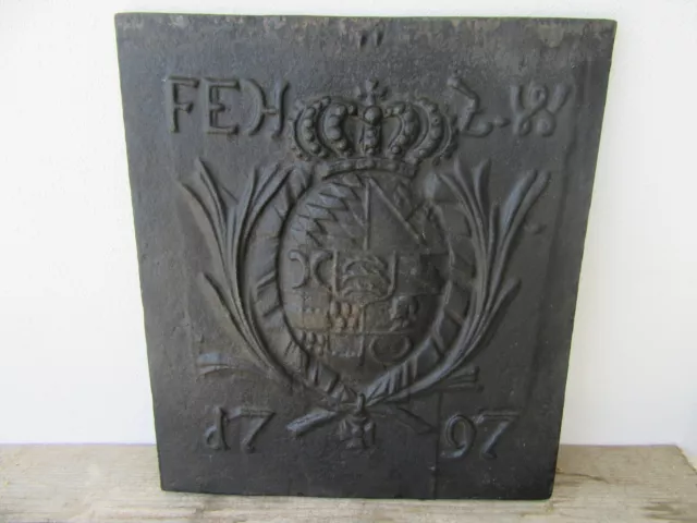 altes Guss Gussrelief Wandrelief Ofenplatte königl. Wappen FEH  1797 ca. 19,5kg