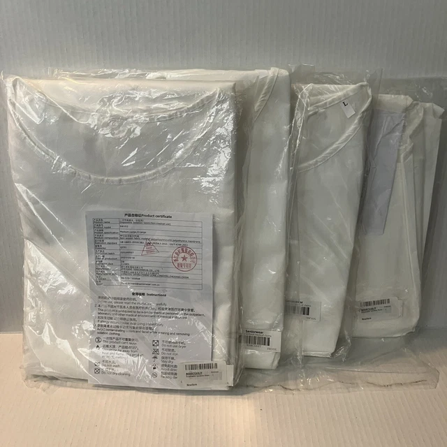 5 Isolation Gown Polyester Cloth Size Large Reusable Washable White
