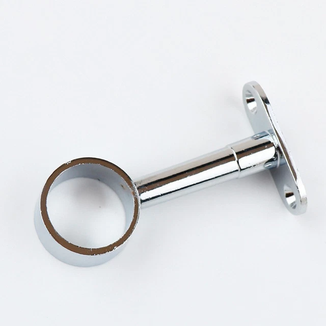 Soporte central cromado único para montaje en pared de barras de armario 25 mm