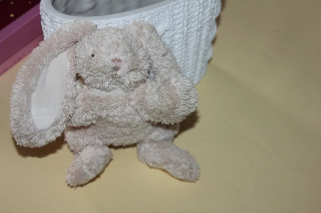Doudou Bukowski Lapin Plat Beige Blanc Echarpe Allonge