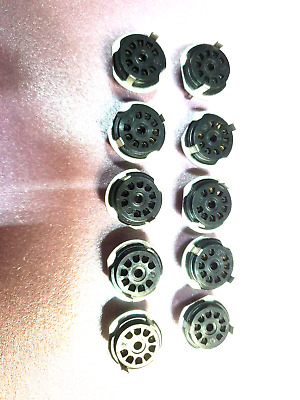 9-Pin  Vacuum Tube Sockets Cinch / 2 tab bend over. Vintage USA 9 Pin