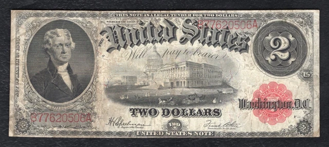 Fr 60 1917 $2 Two Dollars Legal Tender United States Note Very Fine