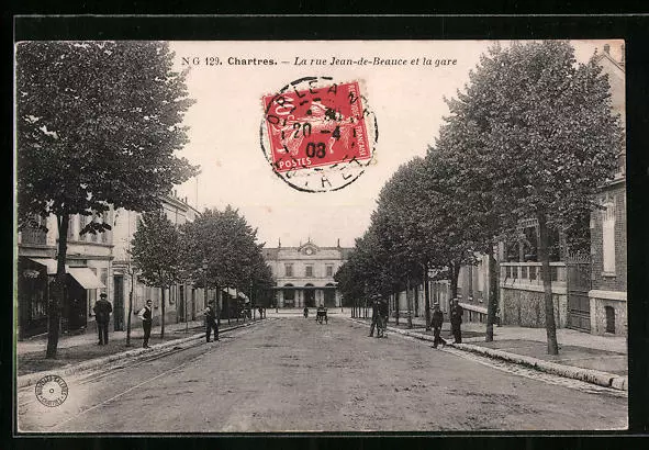 CPA Chartres, La rue Jean-de-Beauce et la Gare 1908