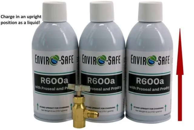 R600a Refrigerant with ProSeal & ProDry Includes Taper, (3) 6 oz. Cans Kit