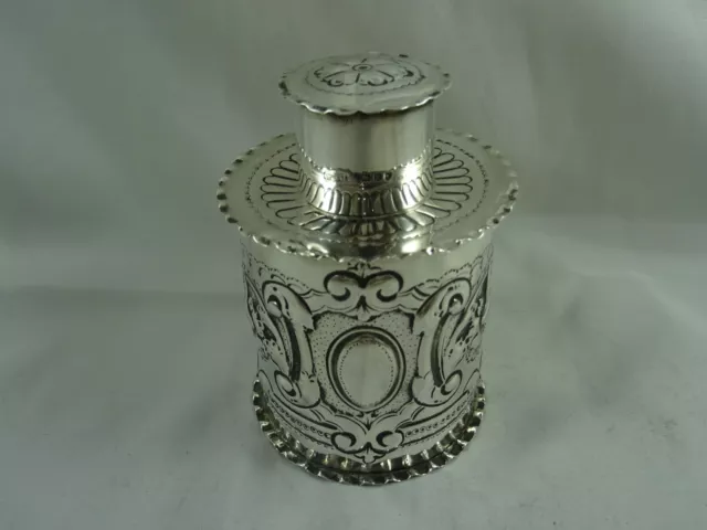 PRETTY VICTORIAN silver TEA CADDY, 1896, 94gm