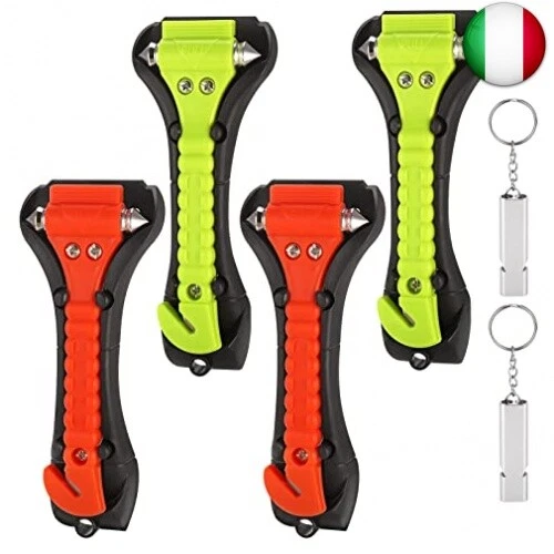 4 pezzi Martello di emergenza per auto con taglia cinture, 2 in 1 Martelletto