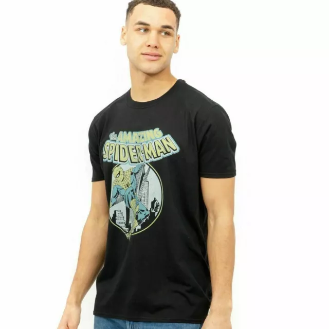 Official Marvel Mens The Amazing Spiderman City Slinger T-shirt Black S-XXL
