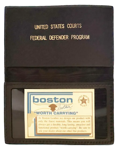 BOSTON LEATHER ID / BADGE CASE: Federal Defender Program 5 Point Star Cutout ...