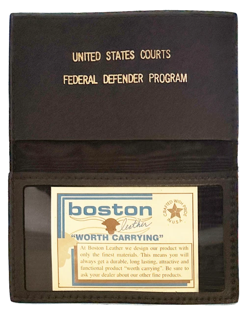 BOSTON LEATHER ID / BADGE CASE: Federal Defender Program 5 Point Star Cutout ...