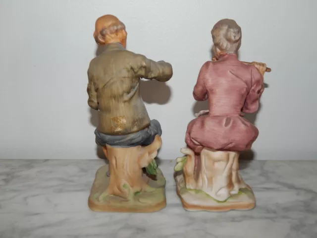 ANCIEN Personnages Figurines en Porcelaine Jouant de la Musique 3