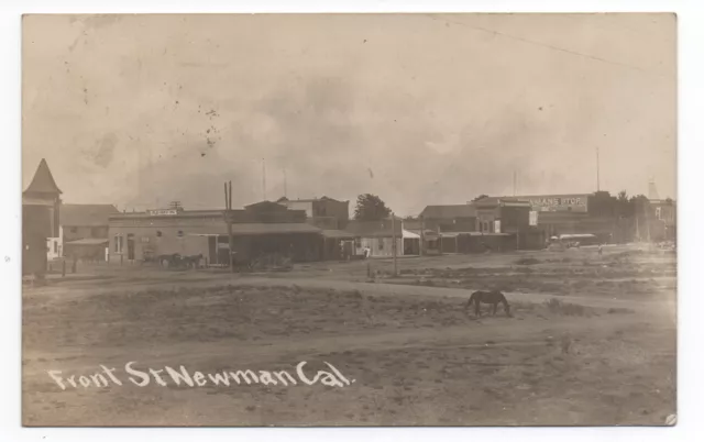 1908 RPPC Postcard showing Front Street Scene at Newman CA