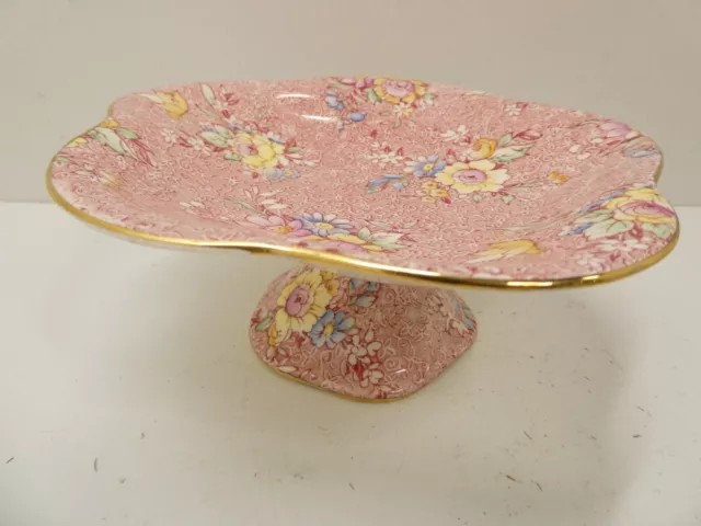 Royal Winton Grimwades Deco Pink Chintz Floral All Over Dish Plate Comport Bowl