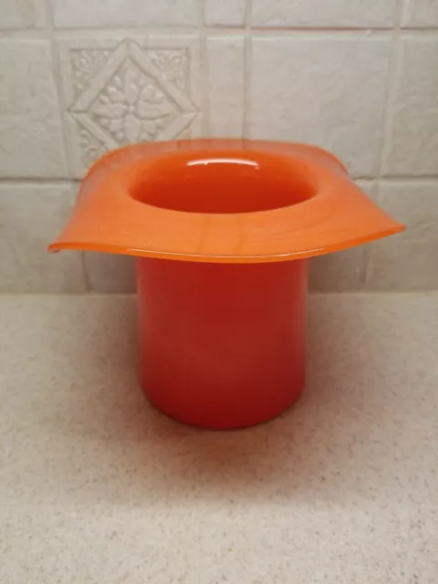 Vintage Mid Century Modern Orange Art Glass Large Hat 5 1/4" Tall