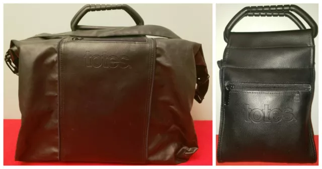 Totes®  Brand Leather Convertible Large Travel Bag Folds Into Small Compact Bag