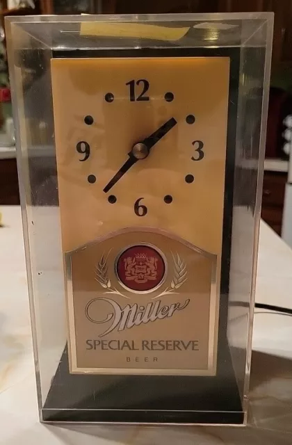 Miller Special Reserve Lighted Bar Clock - WORKS!!