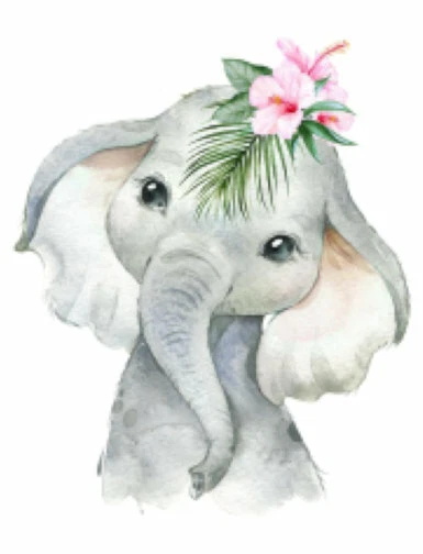 Handpainted Baby Elephant Nursery African Animals Flowers Waterslide Decal AN851