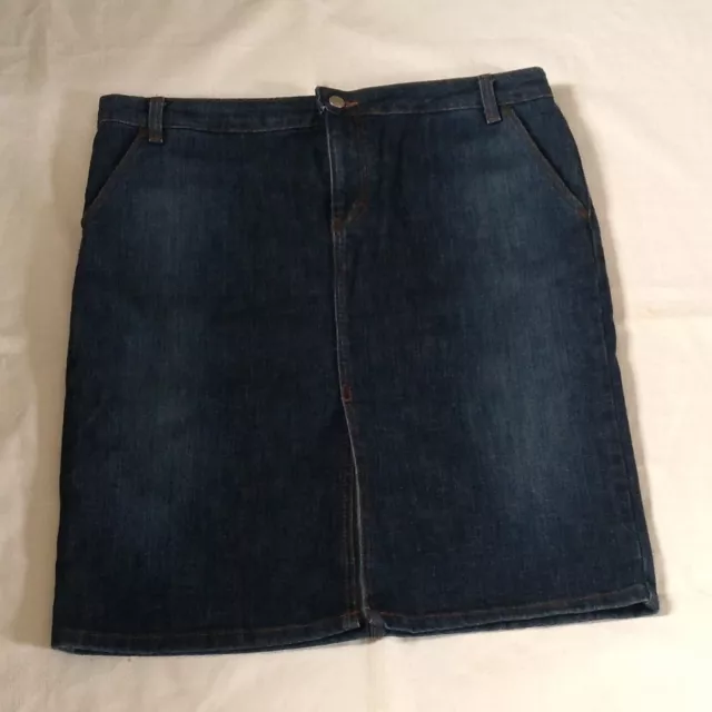 J. Crew Women's Dark Blue Jeans  Front Slit Size 12 A-line Skirt 3