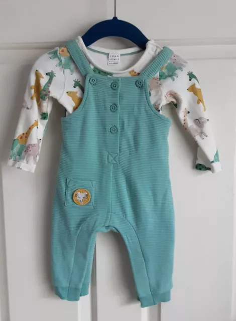 John Lewis Baby Boy Dungarees Set - 0-3 Months - 2 Piece Outfit - Jungle Animals