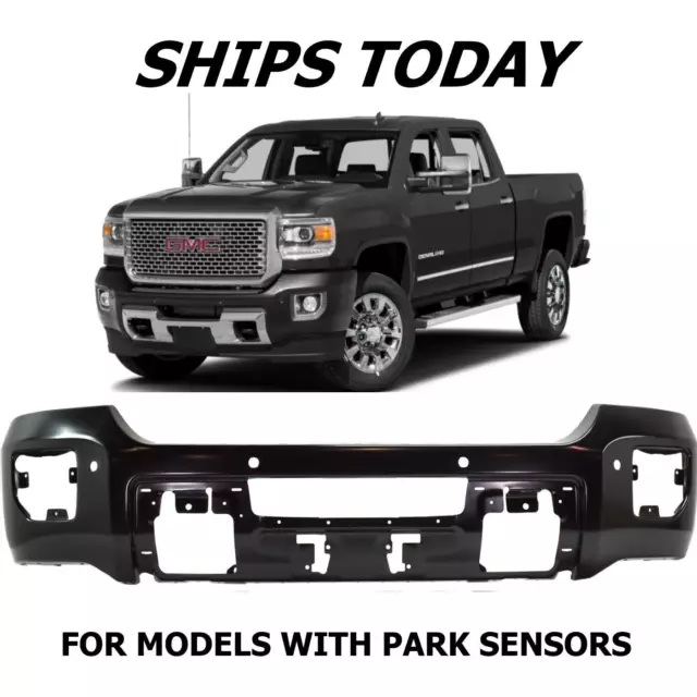 NEW Paintable Front Bumper For 2015-2019 GMC Sierra 2500 HD 3500 HD With Sensors