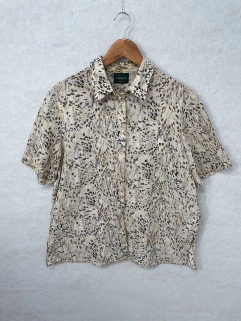 Camicia vintage donna design floreale crema taglia XL