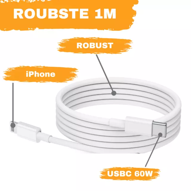 2x 1m USBC Ladekabel Datenkabel für Original Apple iPhone X Xs 7 12 13 14 Pro 3