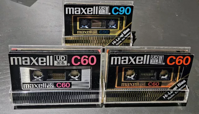 MAXELL UDXL II C60 + UDXL II C90 + UDXL C60 3er-Pack saubere Tonbandkassetten