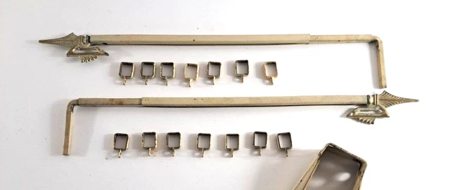 Vintage Curtain Rods Swing Arm Art Deco Ornate Arrows Aluminum Adjustable Beige