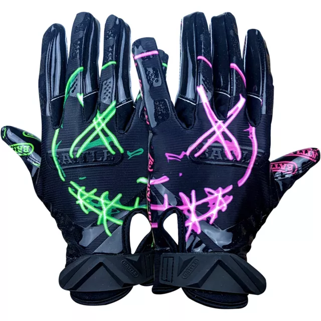 Battle Sports Youth Nightmare 2.0 Cloaked Football Gloves - Black