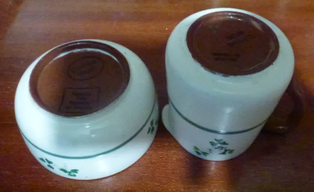 Milk Jug & Sugar Bowl Ireland Carrig Ware Shamrocks Vintage Souvenir * 2