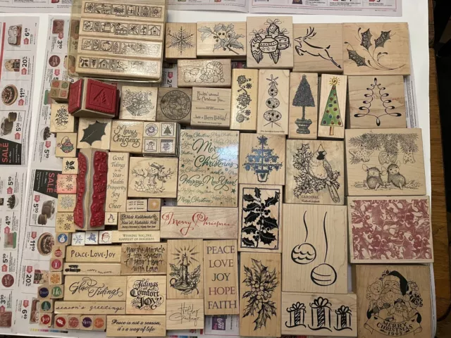 LARGE Lot of 79 Christmas Holidays Winter Rubber Stamps FAST SHIPPING