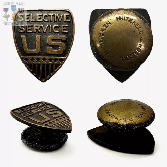 Wwii U.s. Selective Service System Membership Lapel Pin Whitehead & Hoag Co. Ww2