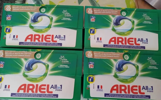Lot de 3 Boites de lessive Ariel Pods 3 en 1 soit 117 capsules Alpine Cool  Clean